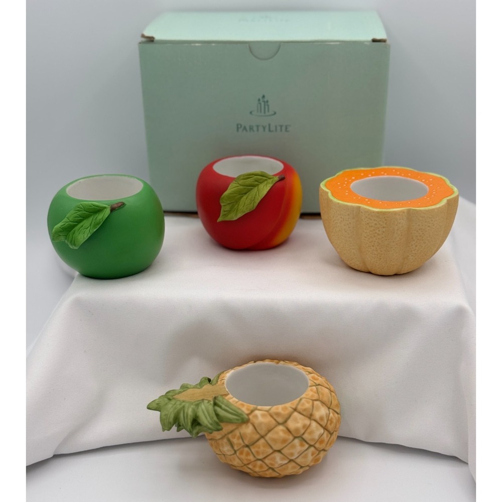 Partylite P7149 Fruit Splash Set of 4 Tealight Votive Candle Holders - NEW Open